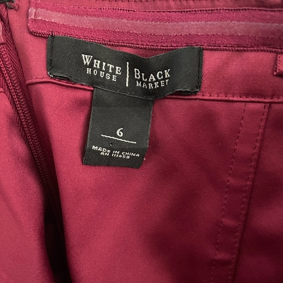 White House Black Market Burgundy Cocktail Dress – Size 6 – Elegant Bow Detail - Picture 2 of 4